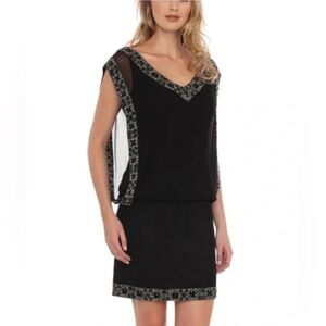 J KARA Black Dress with Silver Embellishments Women’s Size 12‎